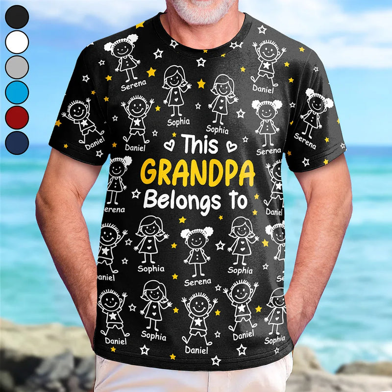 Gift For Grandparents,Gift For Grandpa,Gift For Grandma,Gift For Mother,Gift For Father,Happy,Christmas - This Grandpa Grandma Belongs To Kids Pet - Personalized Full Print T Shirt