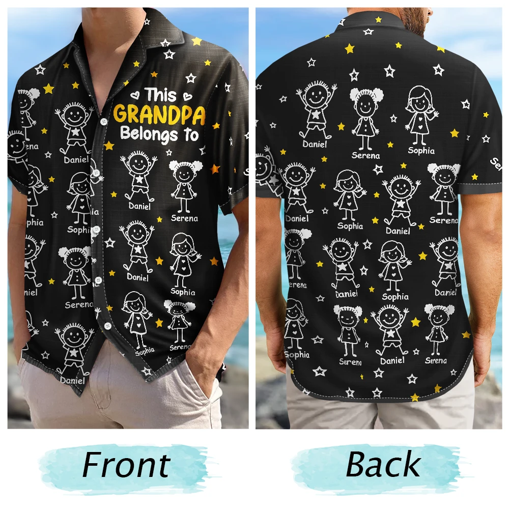 Gift For Grandparents,Gift For Grandpa,Gift For Grandma,Gift For Mother,Gift For Father,Happy,Christmas - This Grandpa Grandma Belongs To Kids Pet - Personalized Hawaiian Shirt