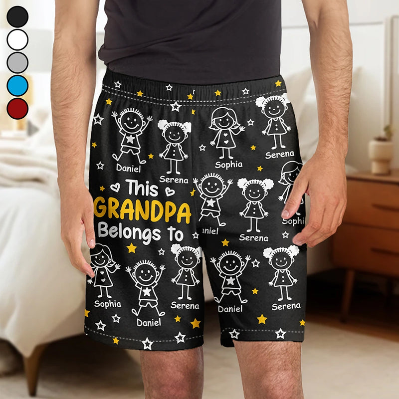 Gift For Grandparents,Gift For Grandpa,Gift For Grandma,Gift For Mother,Gift For Father,Happy,Christmas - This Grandpa Grandma Belongs To Kids Pet - Personalized Pajama Shorts