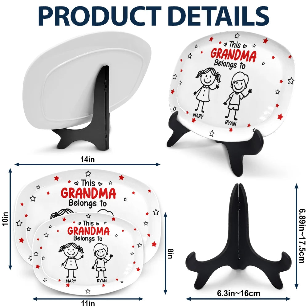 Gift For Grandpa,Gift For Grandma,Gift For Grandparents,Gift For Mother,Gift For Father,Christmas,Happy - This Grandpa Grandma Belongs To Kids Pet - Personalized Plate