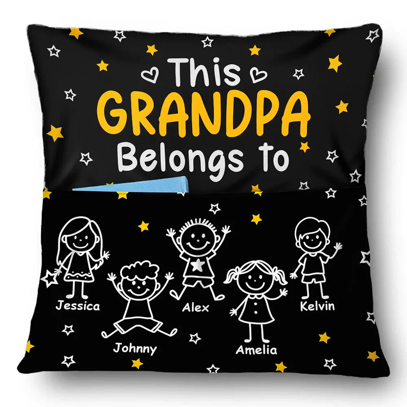 Gift For Grandparents,Gift For Grandpa,Gift For Grandma,Gift For Mother,Gift For Father,Happy,Christmas - This Grandpa Grandma Belongs To Kids Pet - Personalized Pocket Pillow
