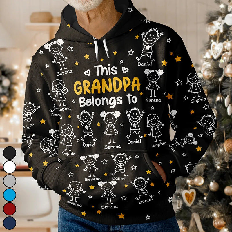 Gift For Grandparents,Gift For Grandpa,Gift For Grandma,Gift For Mother,Gift For Father,Happy,Christmas - This Grandpa Grandma Belongs To Kids Pet - Personalized Pullover Hoodie