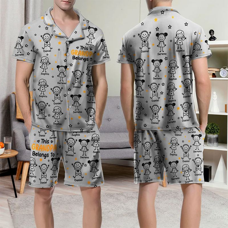 Gift For Grandparents,Gift For Grandpa,Gift For Grandma,Gift For Mother,Gift For Father,Happy,Christmas - This Grandpa Grandma Belongs To Kids Pet - Personalized Short Pajamas Set