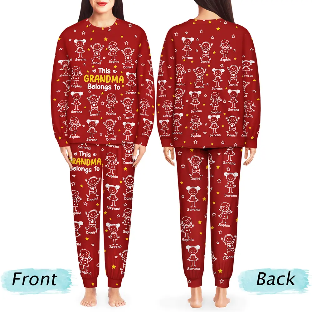 Gift For Grandparents,Gift For Grandpa,Gift For Grandma,Gift For Mother,Gift For Father,Happy,Christmas - This Grandpa Grandma Belongs To Kids Pet - Personalized Unisex Pajamas Set