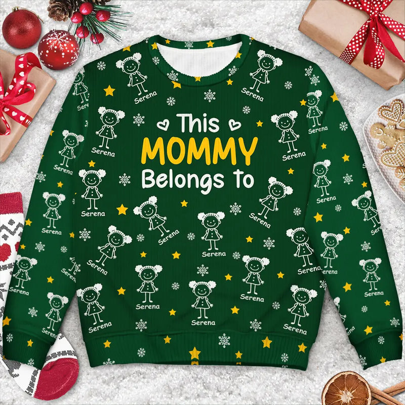 Gift For Grandpa,Gift For Grandma,Gift For Father,Gift For Mother - This Grandpa Grandma Belongs To Kids Pet - Personalized Unisex Ugly Sweater