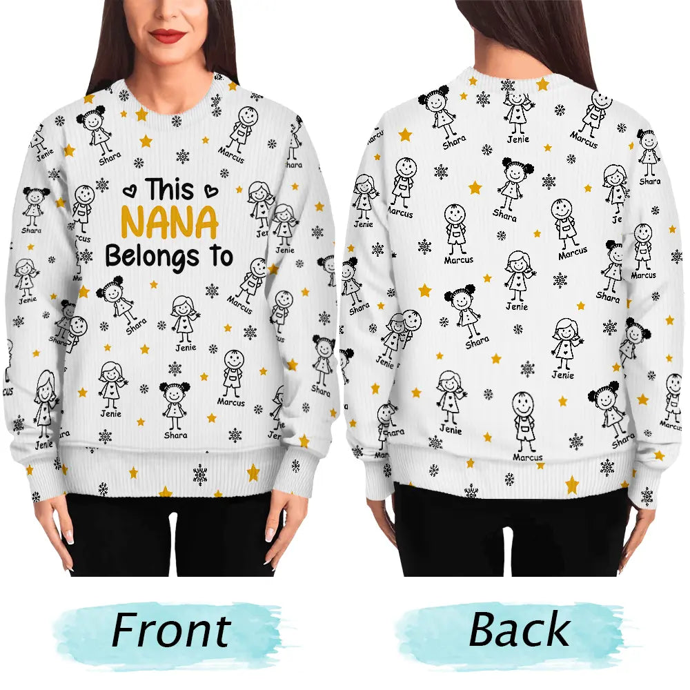 Gift For Grandpa,Gift For Grandma,Gift For Father,Gift For Mother - This Grandpa Grandma Belongs To Kids Pet - Personalized Unisex Ugly Sweater