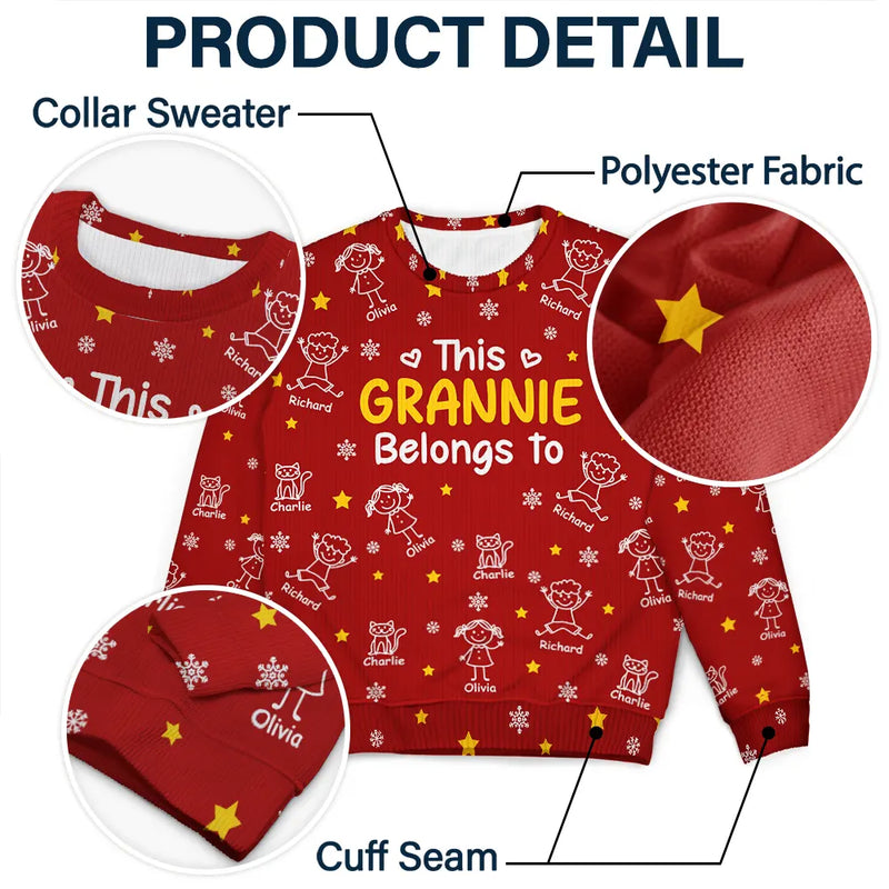 Gift For Grandpa,Gift For Grandma,Gift For Father,Gift For Mother - This Grandpa Grandma Belongs To Kids Pet - Personalized Unisex Ugly Sweater