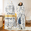 Gift For Grandparents,Gift For Grandpa,Gift For Grandma,Gift For Mother,Gift For Father,Happy,Christmas - This Grandpa Grandma Belongs To Kids Pet - Personalized Wearable Hooded Blanket