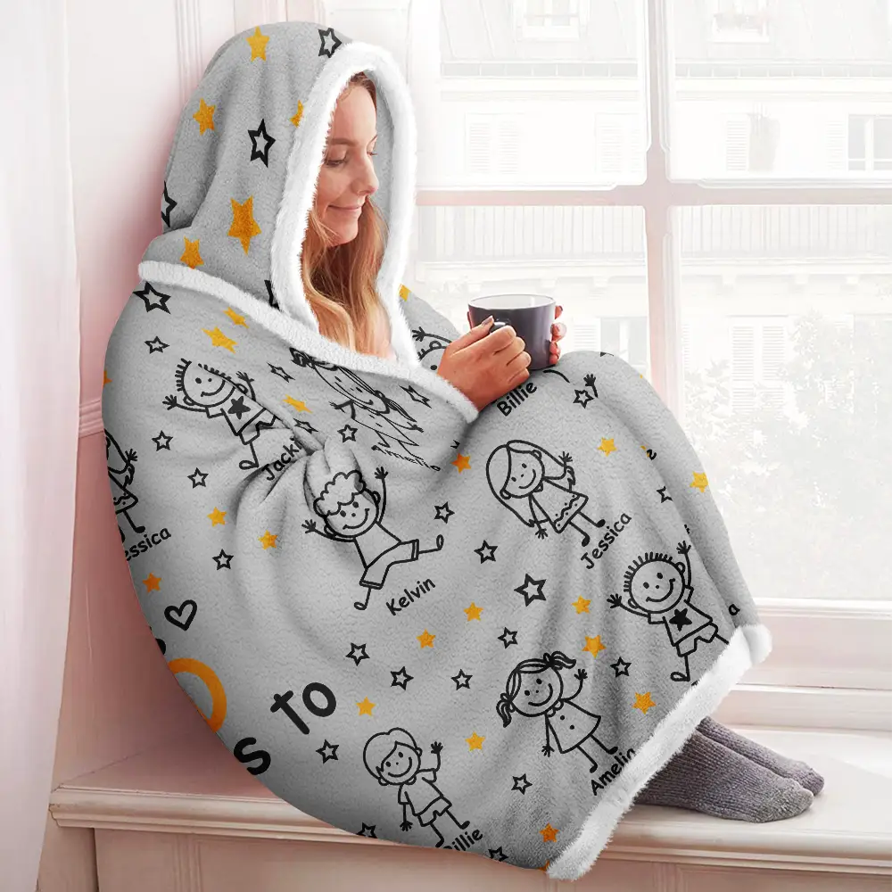 Gift For Grandparents,Gift For Grandpa,Gift For Grandma,Gift For Mother,Gift For Father,Happy,Christmas - This Grandpa Grandma Belongs To Kids Pet - Personalized Wearable Hooded Blanket