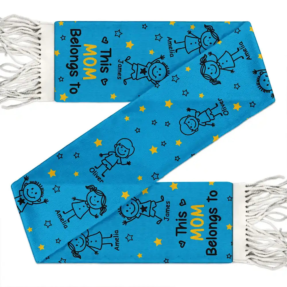 Gift For Grandparents,Gift For Grandpa,Gift For Grandma,Gift For Mother,Gift For Father,Happy,Christmas,Stick Figure - This Grandpa Grandma Belongs To Kids Pet - Personalized Wool Scarf With Tassel