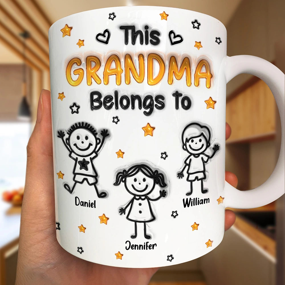 This Grandpa Grandma Belongs To Kids Pet 3D Effect - Personalized White Edge-to-Edge Mug