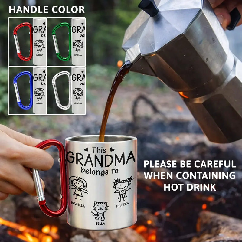 Happy,Gift For Grandpa,Gift For Grandma,Gift For Grandparents - This Grandpa Grandpa Belongs To Stick Figures - Personalized Carabiner Mug
