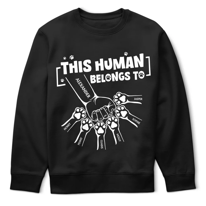 Gift For Yourself,Gift For Women,Gift For Men,Pet Lovers,Pet Mom,Pet Dad,Dog Lovers,Dog Mom,Dog Dad,Cat Lovers,Cat Mom,Cat Dad,Happy - This Human Belongs To - Personalized T Shirt