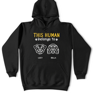 Pet Lovers, Pet Mom, Pet Dad, Dog Lovers, Dog Mom, Dog Dad, Happy - This Human Belongs To Cute Dogs - Personalized T Shirt