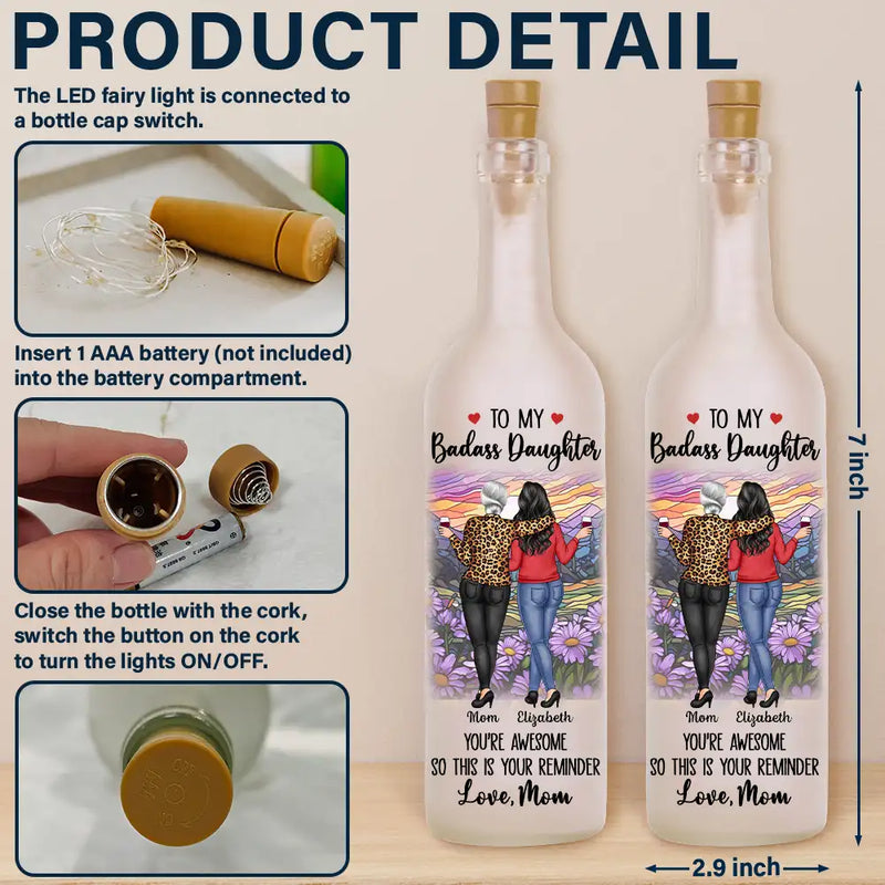 Gift For Daughter, Mom - Daughters (Adult), Funny - This Is A Reminder Mother Daughter - Personalized Bottle Light