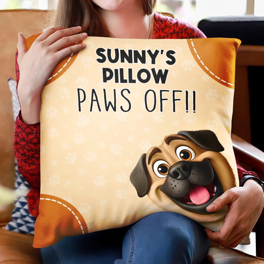 Dog Lovers,Cat Lovers,Pet Mom - This Is Mine Paws Off 3D Cartoon Cute Dog Cat - Personalized Pillow