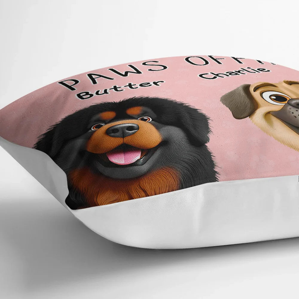 Dog Lovers,Cat Lovers,Pet Mom - This Is Mine Paws Off 3D Cartoon Cute Dog Cat - Personalized Pillow