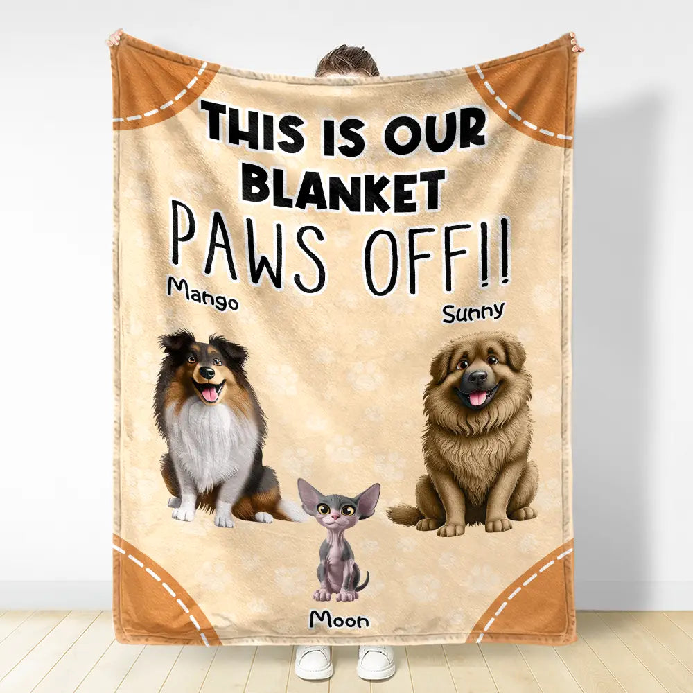 Dog Lovers,Cat Lovers,Pet Mom,Funny - This Is Mine Paws Off Dog Cat Lovers - Personalized Fleece Blanket, Sherpa Blanket