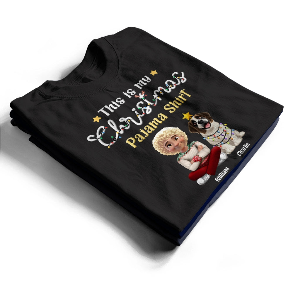 Pet Lovers,Pet Mom,Pet Dad,Dog Lovers,Dog Mom,Dog Dad,Happy,Christmas - This Is My Christmas Pajama Shirt - Personalized T Shirt