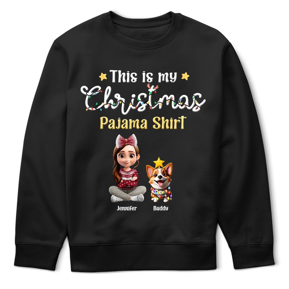 Pet Lovers,Pet Mom,Pet Dad,Dog Lovers,Dog Mom,Dog Dad,Happy,Christmas - This Is My Christmas Pajama Shirt - Personalized T Shirt