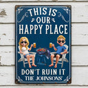 Summer, Patio, Outdoor Decor, Gift For Couples, Humorous, Vector - This Is My Happy Place - Personalized Classic Metal Signs