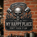 Top Market,Humorous,Gift For Men,Gift For Yourself,Garage,Outdoor Decor,Custom Text - This Is My Happy Place Garage - Personalized Custom Shaped Metal Sign