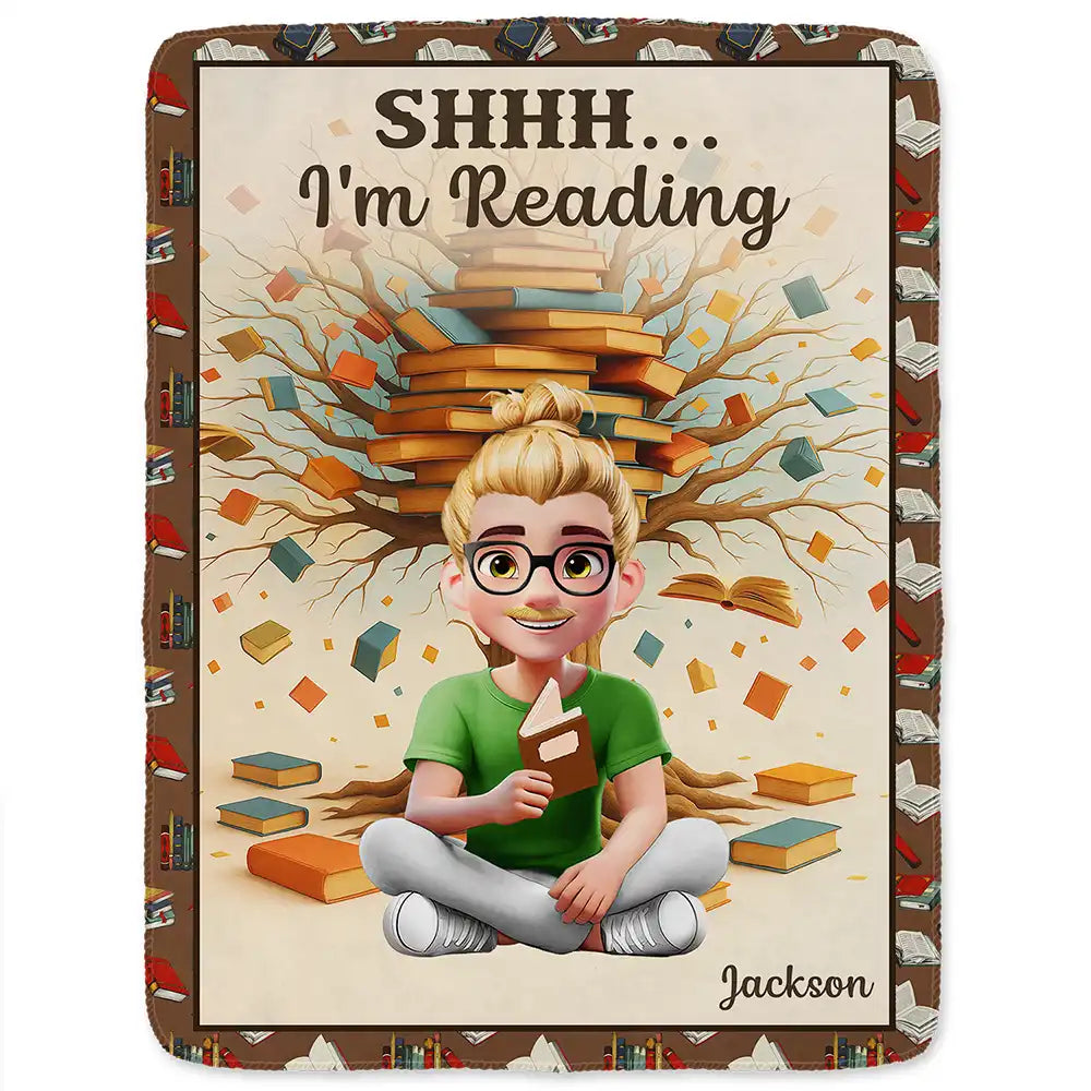 Reading,Gift For Yourself,Happy - This Is My Reading Blanket 3D Effect - Personalized Fleece Blanket, Sherpa Blanket