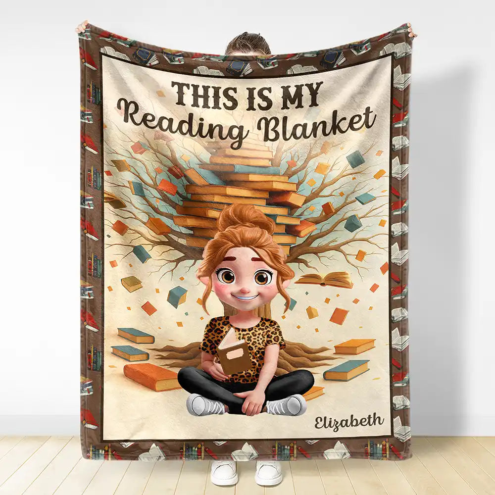 Reading,Gift For Yourself,Happy - This Is My Reading Blanket 3D Effect - Personalized Fleece Blanket, Sherpa Blanket