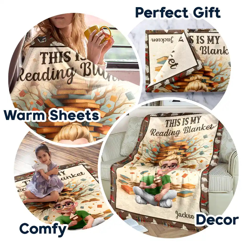 Reading,Gift For Yourself,Happy - This Is My Reading Blanket 3D Effect - Personalized Fleece Blanket, Sherpa Blanket