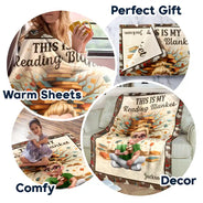 Reading,Gift For Yourself,Happy - This Is My Reading Blanket 3D Effect - Personalized Fleece Blanket, Sherpa Blanket