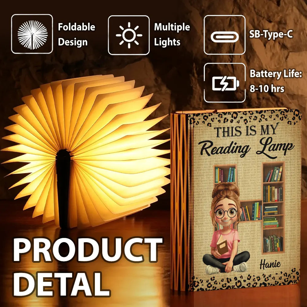 Reading, Gift For Yourself, Happy, Gift For Women - This Is My Reading Lamp - Personalized Book Lamp