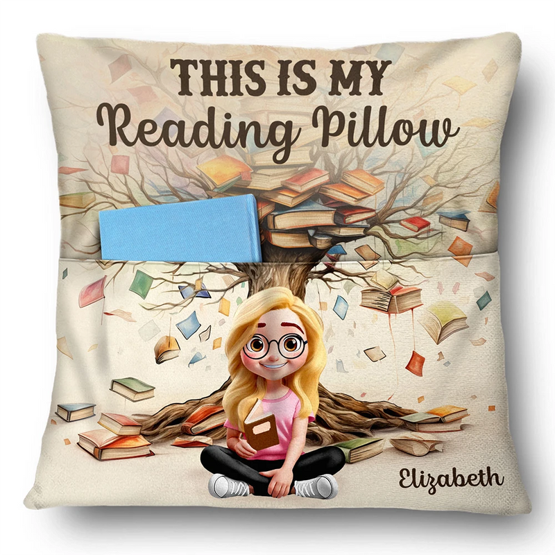 Reading,Gift For Yourself,Gift For Women,Happy - This Is My Reading Pillow Book Tree - Personalized Pocket Pillow