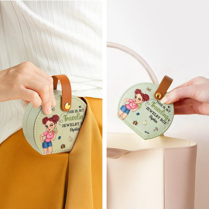 Gift For Yourself,Travel,Gift For Women,Summer,Happy - This Is My Traveling Jewelry Box - Personalized Jewelry Box With Handle