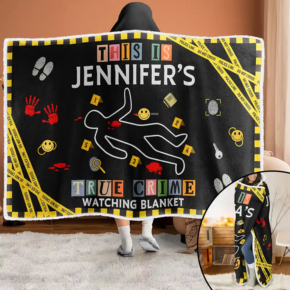 This Is My True Crime Watching Blanket - Personalized Wearable Hooded Blanket