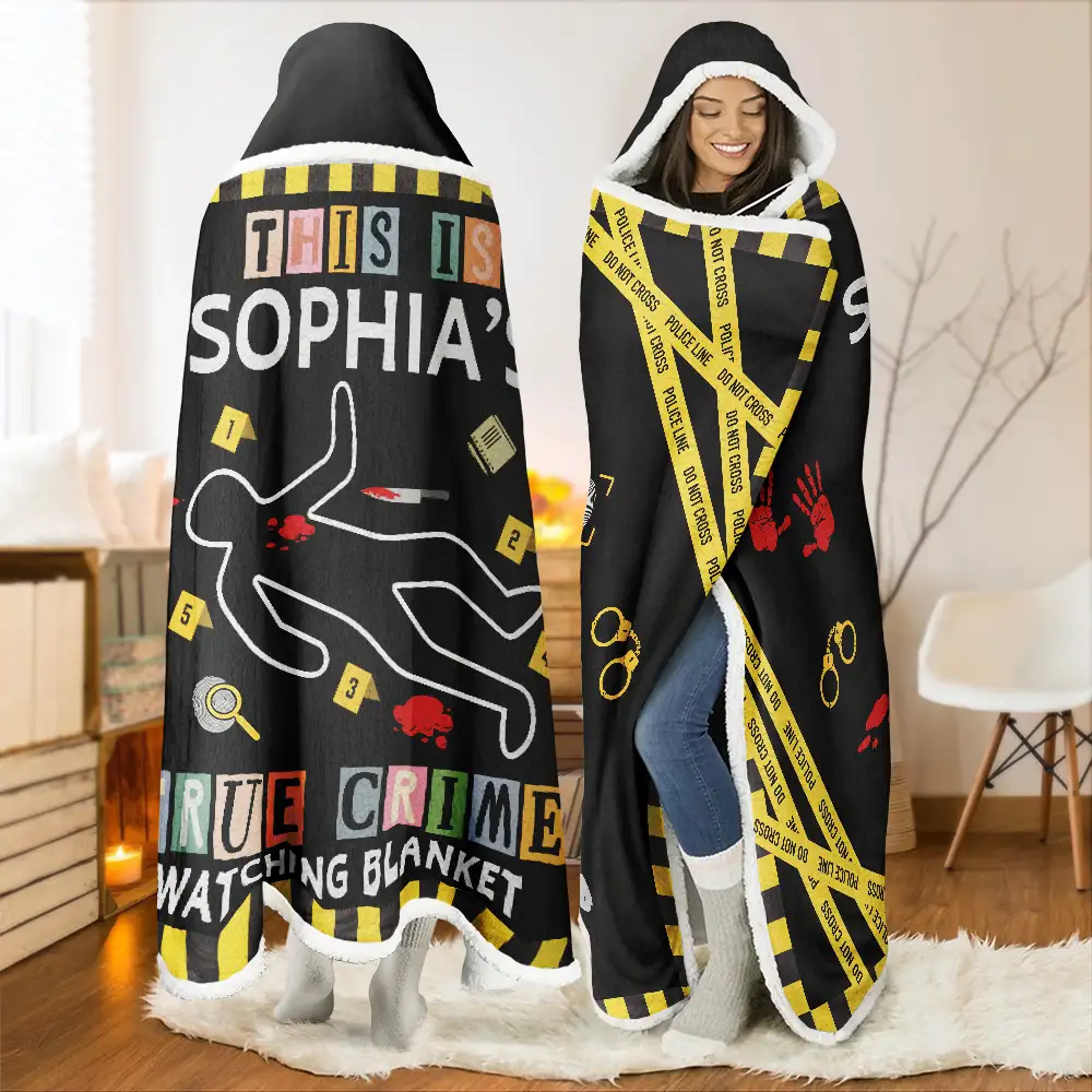 Gift For Yourself, Gift For Women, Gift For Men, Happy, Top Market - This Is My True Crime Watching Blanket - Personalized Wearable Hooded Blanket
