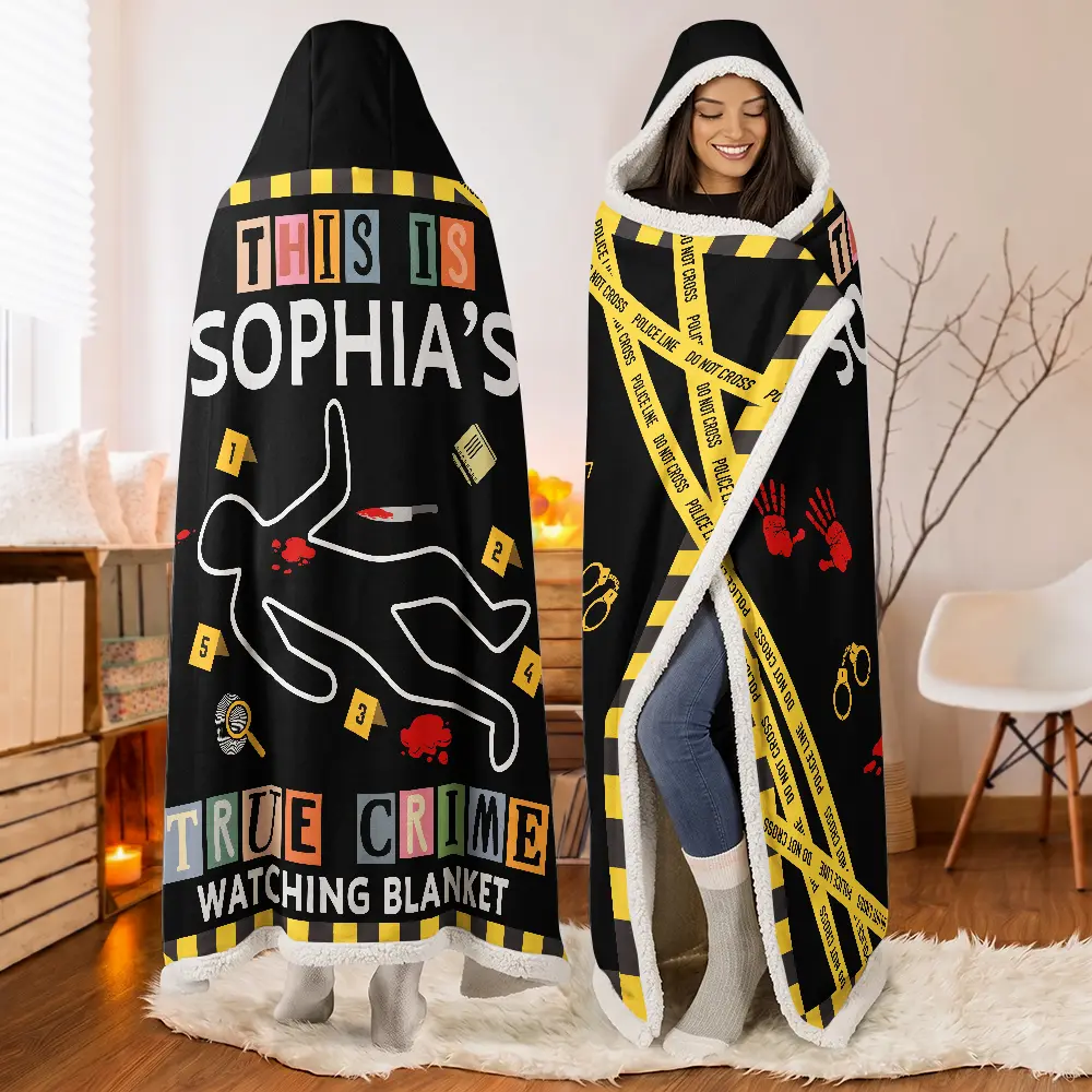 Gift For Yourself, Gift For Women, Gift For Men, Happy, Top Market - This Is My True Crime Watching Blanket - Personalized Wearable Hooded Blanket