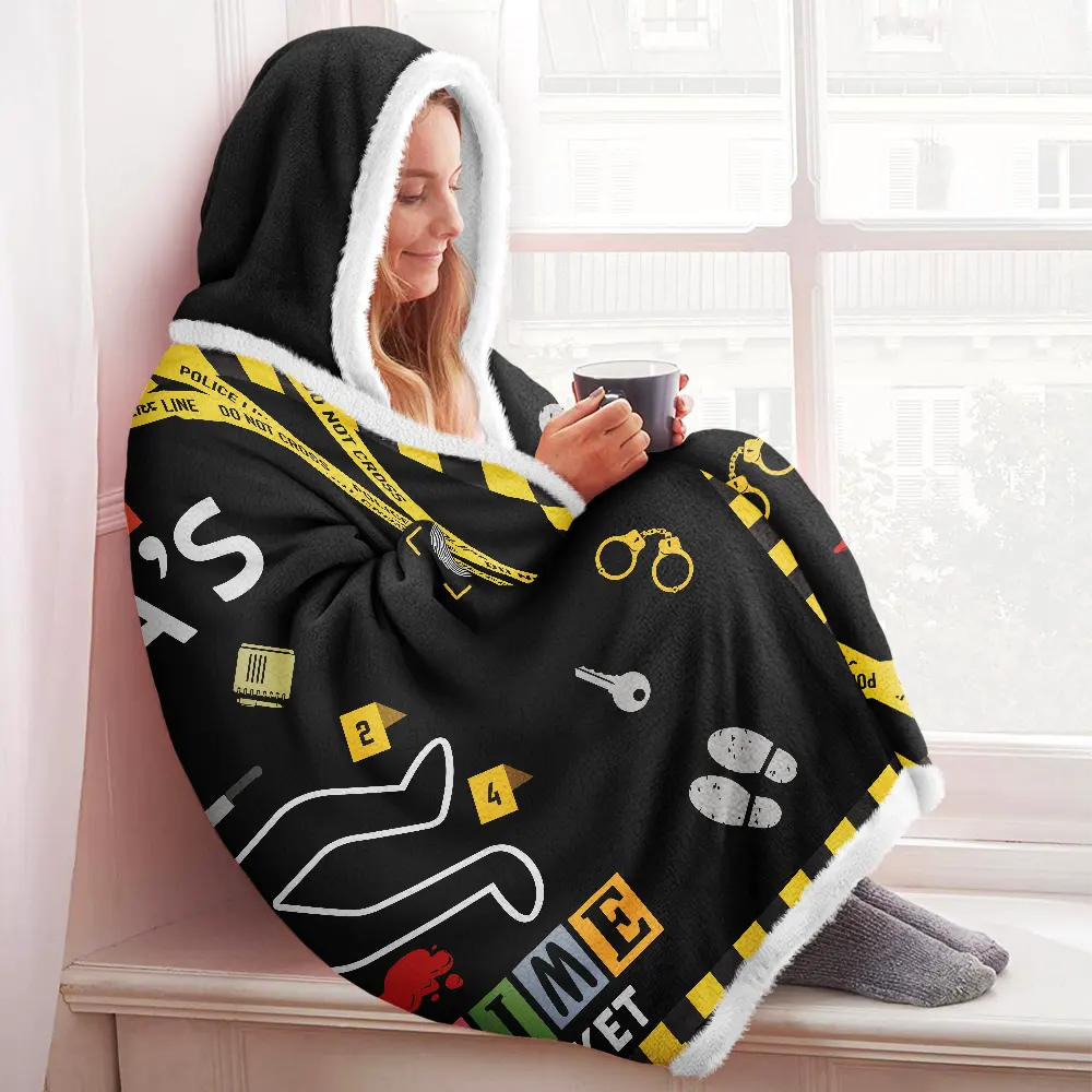 Gift For Yourself, Gift For Women, Gift For Men, Happy, Top Market - This Is My True Crime Watching Blanket - Personalized Wearable Hooded Blanket