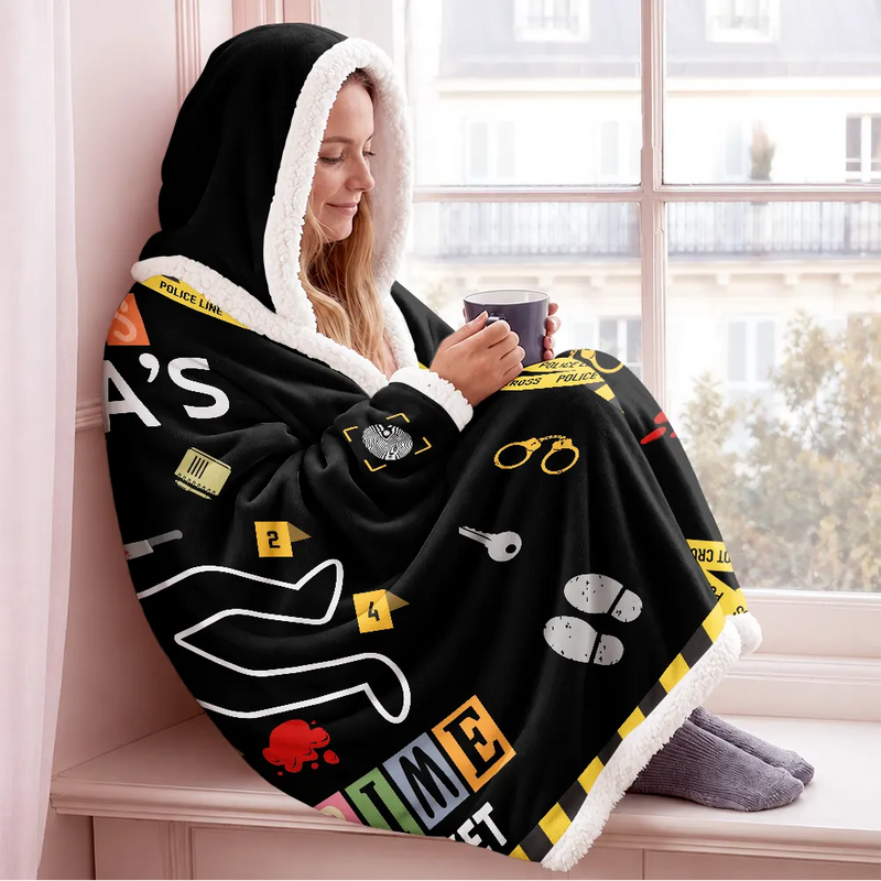 Gift For Yourself, Gift For Women, Gift For Men, Happy, Top Market - This Is My True Crime Watching Blanket - Personalized Wearable Hooded Blanket
