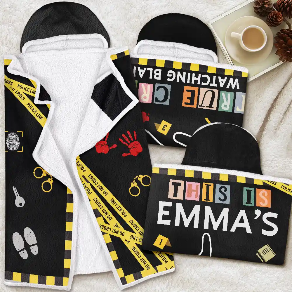 Gift For Yourself, Gift For Women, Gift For Men, Happy, Top Market - This Is My True Crime Watching Blanket - Personalized Wearable Hooded Blanket
