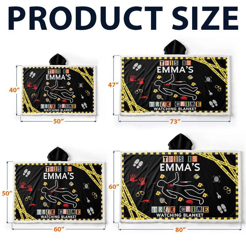 Gift For Yourself, Gift For Women, Gift For Men, Happy, Top Market - This Is My True Crime Watching Blanket - Personalized Wearable Hooded Blanket