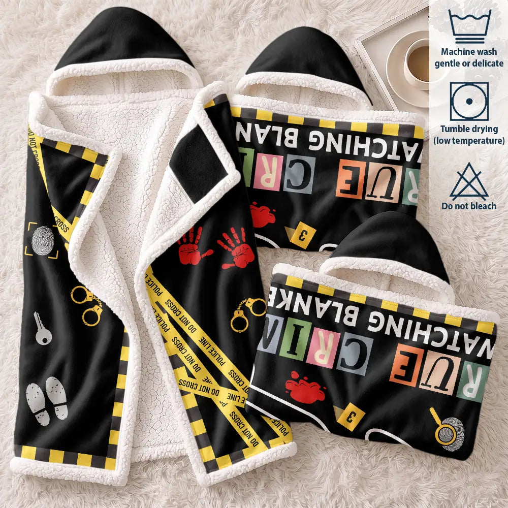 Gift For Yourself, Gift For Women, Gift For Men, Happy, Top Market - This Is My True Crime Watching Blanket - Personalized Wearable Hooded Blanket