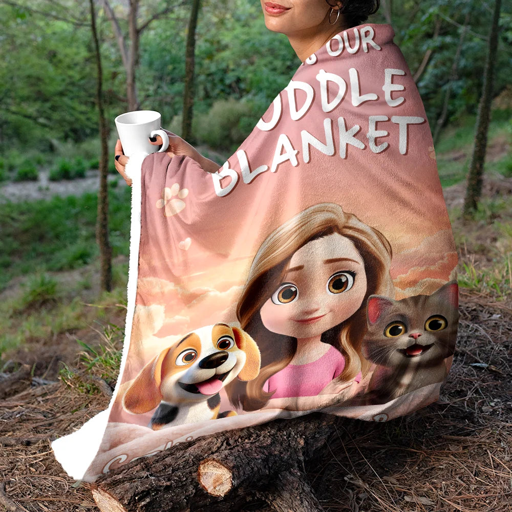 Dog Mom,Cat Mom,Pet Mom,Happy,Top Market - This Is Our Cuddle Blanket 3D Effect - Personalized Fleece Blanket, Sherpa Blanket