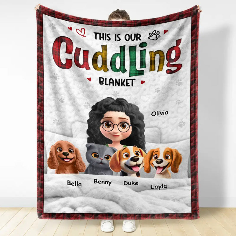 Dog Mom,Cat Mom,Pet Mom,Happy,Top Market,Pet Lovers - This Is Our Cuddling Blanket 3D Effect Dog Cat Lovers - Personalized Fleece Blanket, Sherpa Blanket