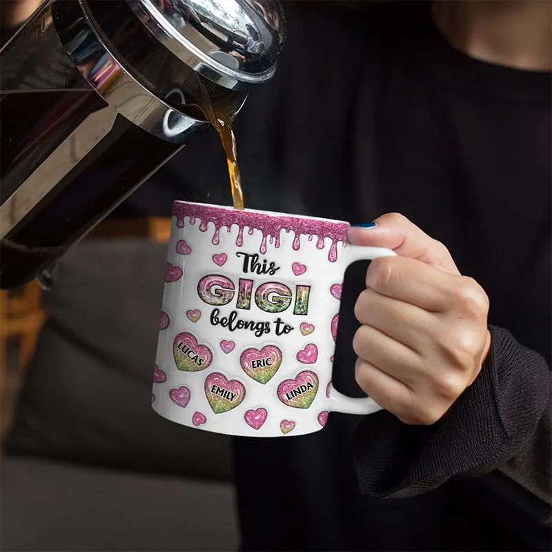 Gift For Mother, Gift For Grandma, Mom - Children, Happy - This Mom Grandma Belongs To Heart Icon - 3D Inflated Effect Printed, Personalized White Edge-to-Edge Mug