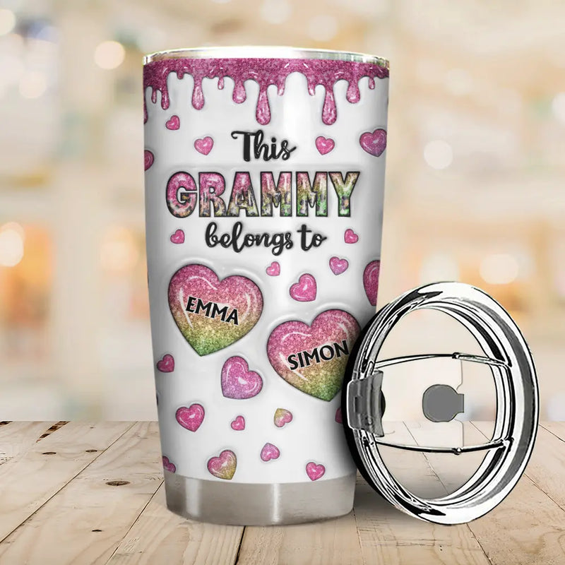 Gift For Mother,Gift For Grandma - This Mom Grandma Belongs To Heart Icon - 3D Inflated Effect Printed, Personalized Tumbler