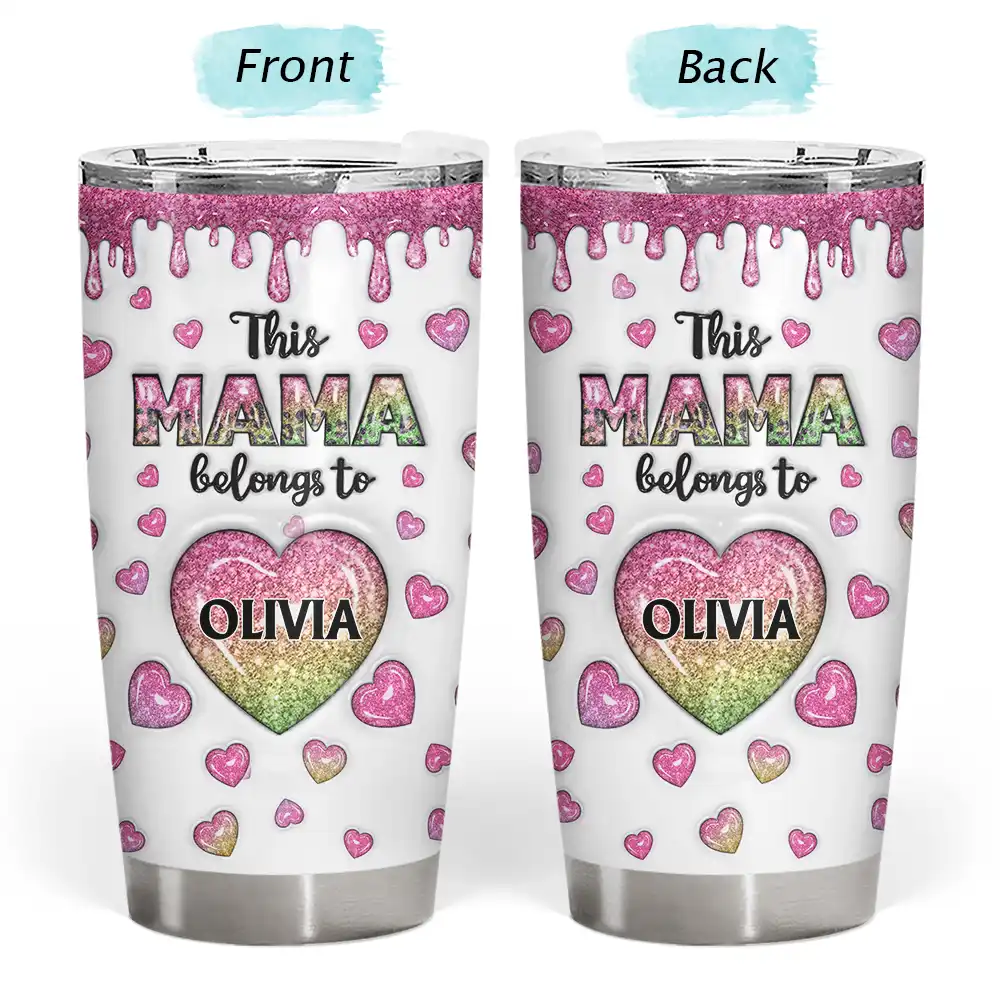 Gift For Mother,Gift For Grandma - This Mom Grandma Belongs To Heart Icon - 3D Inflated Effect Printed, Personalized Tumbler