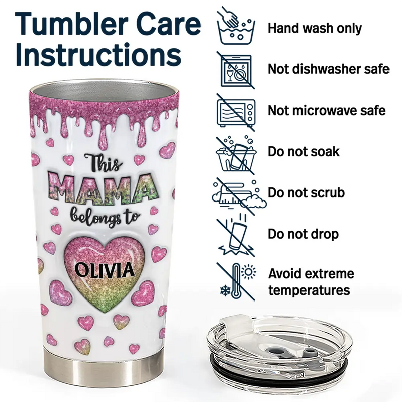 Gift For Mother,Gift For Grandma - This Mom Grandma Belongs To Heart Icon - 3D Inflated Effect Printed, Personalized Tumbler