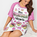 Gift For Mother,Gift For Grandma,Grandma - Grandkids,Happy - This Mom Grandma Belongs To Heart Icon - Personalized Women's Sleep Tee