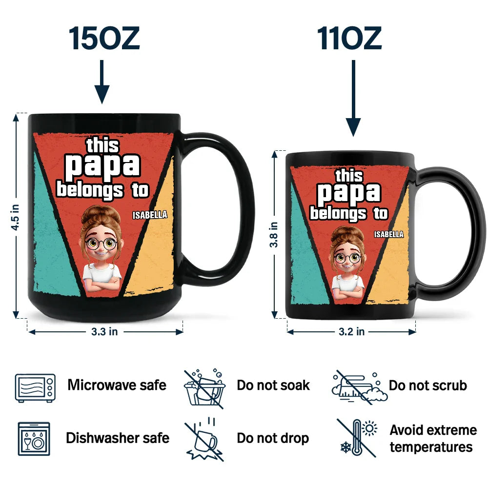 Gift For Father,Gift For Grandpa,Love - This Papa Grandpa Dad Belong To - Personalized Black Mug