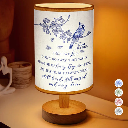 Those We Love Don't Go Away Toile Memorial Bird - Personalized Fabric Lamp